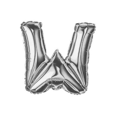 Imagem de Balão Metalizado Prata Letra Decoração Festa 55 cm - Alia, Letra W
