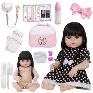Imagem de Bebê Reborn Realista Morena Vinil Completa Bolsa Maternidade - Cegonha
