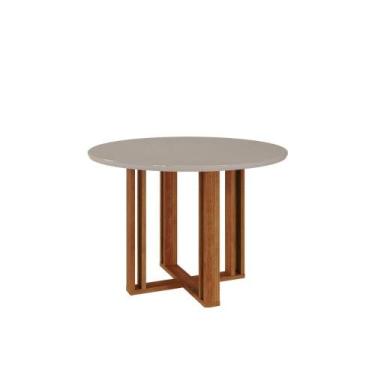 Imagem de Mesa De Jantar Redonda 109X109Cm Tampo Mdf/Vidro Flora Cimol Cinamomo/