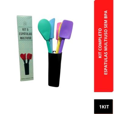Imagem de Kit Cozinha Colheres Silicone Para Panela Anti Aderente - Lar