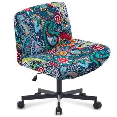 Imagem de Levoberg Capa para cadeira de mesa de escritório sem braços cruzadas capas de cadeira de mesa estampadas capas de cadeira de mesa com pernas cruzadas sem braços e pernas largas com destaque protetor