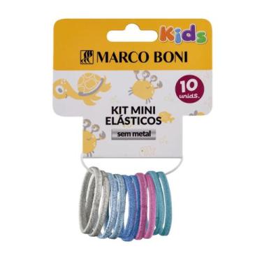 Imagem de Kit 10 Mini Elásticos Cabelo Sem Metal Brilhante Marco Boni, Colorido