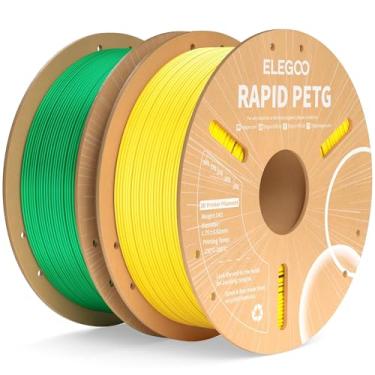 Imagem de ELEGOO Filamento Petg Rápido 1,75 Mm Amarelo e Verde 2 Kg, Filamento de Impressora 3D de Alta Velocidade 30-600 Mm/S Precisão Dimensional +/- 0,02 Mm, Carretel de Papelão de 1 Kg(2,2 Lbs) Adequado Par
