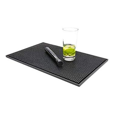 Imagem de Bar Lux Tapete de derramamento de barra de 44 cm x 29 cm, 1 tapete antiderrapante para serviço de bancada, durável, tapete de borracha preta, para coquetéis ou bebidas, lavável - restaurante