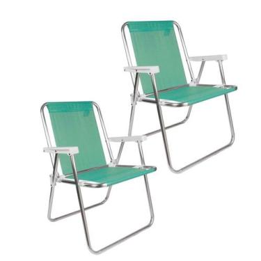 Imagem de Kit 2 Cadeira Alta Alumínio Sannet Praia Jardim Camping 110 Kg - Mor, 