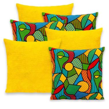 Imagem de Kit 6 Capas de Almofada Gorgurinho Lisa e Estampada 40x40 Zíper - BEM 