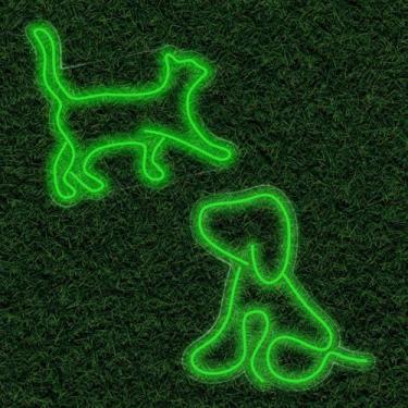 Imagem de Kit Painel Neon Led Cachorro e Gato Pet Shop Amante de Animais - letre