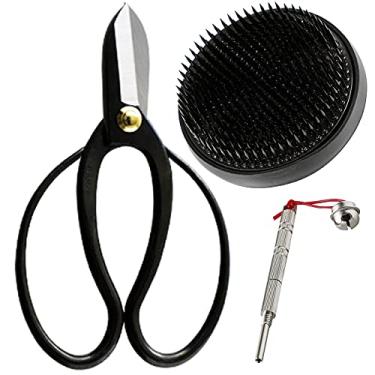 Imagem de Wazakura Kit de ferramentas feito no Japão Ikebana para iniciantes. Tesoura Koryu, suporte de flor preta Kenzan, limpador. Conjunto de arranjos florais, tesouras de florista e sapo de pino - Kenzan