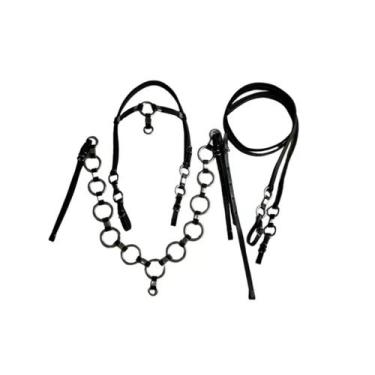 Imagem de Cabeçada, Peitoral + Rédea Argolada Cavalo,muares Linda - AF COUROS, P