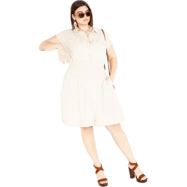 Imagem de City Chic Vestido plus size, vestido Antonella com gola e manga cavada, Areia de verão, 52
