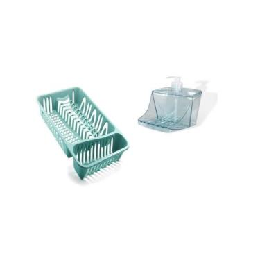 Imagem de Dispensador Transparente e Escorredor de Louças até 12 Pratos e Kit - 