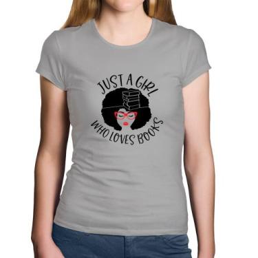 Imagem de Baby Look Algodão Just a girl who loves books - Foca na Moda, Cinza, G