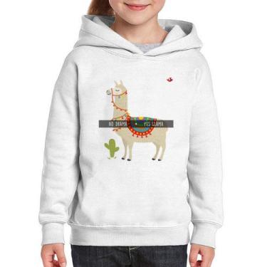 Imagem de Moletom Infantil No Drama Yes Llama - Foca na Moda, Branco, 8
