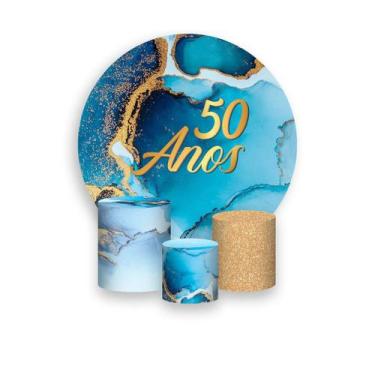 Imagem de Painel De Festa Redondo 1,50x1,50 + Trio De Capas Cilindro - Efeito Má