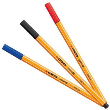 Imagem de Caneta Hidrográfica 0.4mm Stabilo Point 88 Fine Line Kit c/ 3 Cores Az