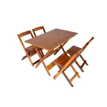Imagem de jogo de mesa 120x70 com 4 cadeiras dobraveis - Estilo Rústico - cor me
