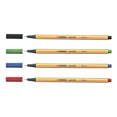 Imagem de Caneta Hidrográfica 0.4mm STABILO POINT 88 Fineliner Kit c/ 4 Cores