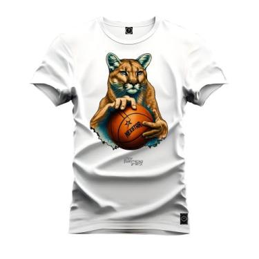 Imagem de Camiseta Premium T-Shirt Algodão Estampada Unissex Onça Basquete - Nex