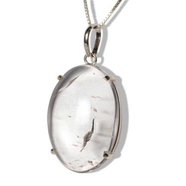 Imagem de Colar Cabochão Quartzo Cristal Prata 950 Garra - CristaisdeCurvelo