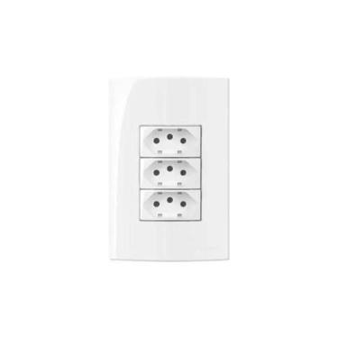 Imagem de Conjunto Margirius 4x2 Tomada Tripla 2P+T 20A Sleek, Branco