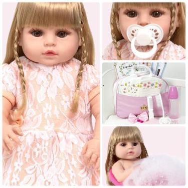 Imagem de Bebe Reborn Menina Loira Corpo de Vinil Enxoval Completo - Cegonha Reb