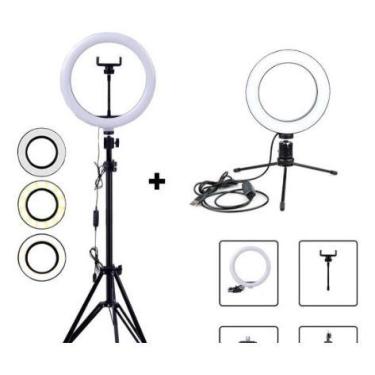 Imagem de Kit 2 Ring Light 10 Pol E 6 Pol + Tripé E 1 Tripé 2 Metros - oem