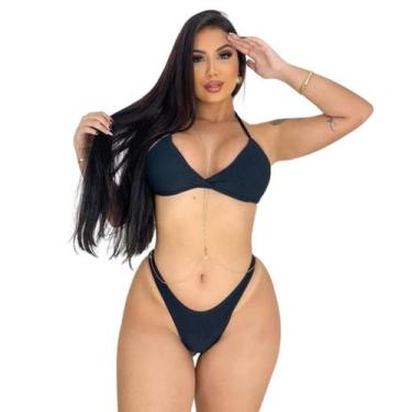 Imagem de Biquíni Asa Delta com Bojo em Tecido Anarruga - Gringas Model, Preto, 