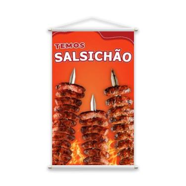 Imagem de Banner Temos Salsichão Comida Carne Espeto Churrasco 60x40cm - PlimSho