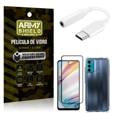 Imagem de Adaptador Fone Tipo C para P2 Moto G60 + Capinha + Película 3D - Armys