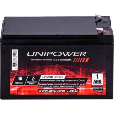 Imagem de Bateria Selada 12v 9Ah Vrla Up1290 Unipower, U, NOVO