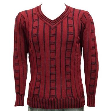 Imagem de Blusa katlen Tricot  masculina Waniseer decote V, Vermelho, Único
