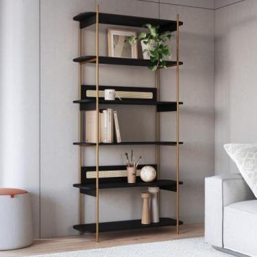 Imagem de Estante oslo 180cm 6 prateleiras madeira hanover ou nero base em metal