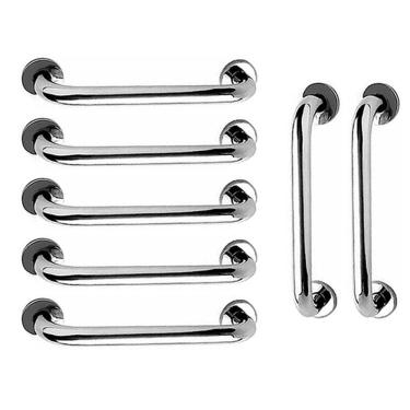 Imagem de Barra de Apoio 40cm Alça Aço Inox Kit 7 Unidades Idoso Cadeirante Gestante Deficiente Banheiro Box Suporte Escada Corrimao Segurança