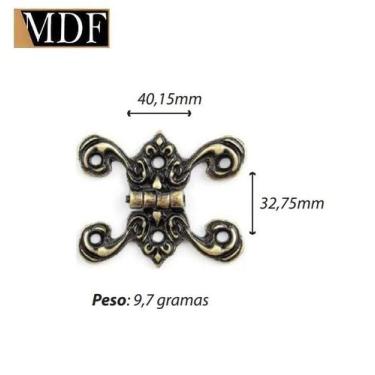 Imagem de Dobradiça Trabalhada Roma para Caixa de Madeira 4,5x3,2cm Artesanato -