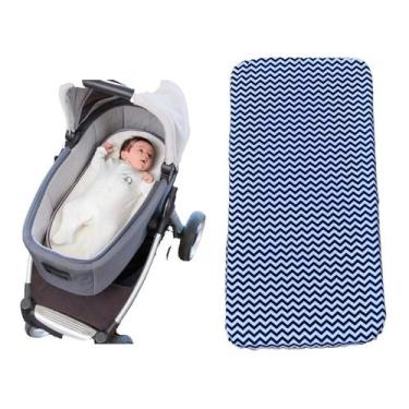 Imagem de Colchonete Para Carrinho De Bebê Moises Universal ZIG ZAG AZUL - CLICK