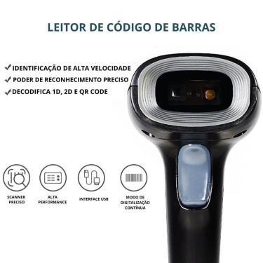 Imagem de Leitor de Código de Barras com Fio 1D, 2D, Qr Code Portátil USB Inclui Suporte