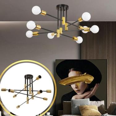 Imagem de Luminária Lustre 70x35cm Sputnik 8 Lâmpadas E27 Metal Teto Plafon Gimp
