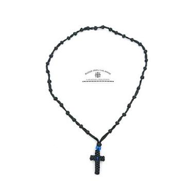 Imagem de Blessed Greek Christian Orthodox Handmade Black Prayer Rope Necklace Cross -Mt Athos Fragrância com Santo (Cristianismo - Mirra), Lã, seda