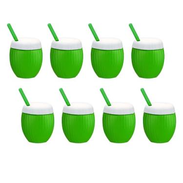 Imagem de 8 Copos Decorativo Canudo Lembrancinha Moana Tropical 300ml (Coco)