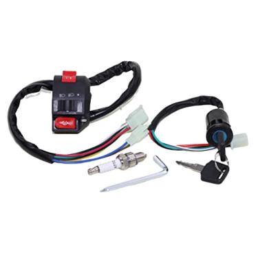 Imagem de Trkimal Chave de ignição 3 funções interruptor de partida esquerdo + conjunto de vela de ignição para 50cc 70cc 90cc 110cc 125cc 150cc TaoTao SUNL peças de scooter chinês ATV Quad 4 rodas Apollo Dirt