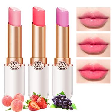 Imagem de BINGBRUSH 3 Peças de Batom Pêssego Morango Uva Que Muda de Cor Rainha, Brilho Labial Labial de Longa Duração, Bálsamo Labial com Coloração Mágica, Conjunto de Maquiagem Hidratante para Mulheres