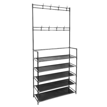 Imagem de Fancial Cabideiro – Árvore de revestimento com 8 ganchos, metal 188 cm de altura (preto)