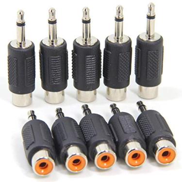 Imagem de Ancable Pacote com 10 conectores adaptadores de 3,5 mm 1/20.3 cm TS Mono macho para RCA fêmea