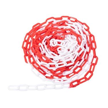 Imagem de Milageto Barreira de Corrente de Tráfego Link, Conector de Cones de Tráfego, Corrente de Barreira de Segurança Link para Áreas Fechadas, Uso de Estacionamento, Vermelho Branco