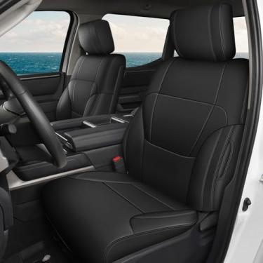 Imagem de TTX LIGHTING Capas de assento personalizadas para Toyota Tundra: 2022 2023 2024 capas de assento de carro de couro à prova d'água conjunto completo preto