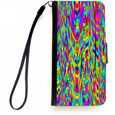 Imagem de Rikki Knight Capa tipo carteira flip Chromatic Rainbow Swirly Squares com aba magnética para Apple iPhone 5c