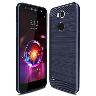 Imagem de Vultic Capa de fibra de carbono para LG X Power 3, durável [absorção de choque] Slim TPU Matte Lightweight Bumper Cover (azul marinho)