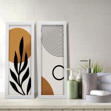 Imagem de Kit 2 Quadros Decorativos Lavabo Abstrato Vetor Ramos Minimalista Mode