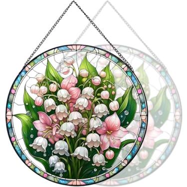 Imagem de RIVEENY Campânula Vitral Pendurado para Vitral, Decoração de Vitral, Flor Suncatcher para Decoração de Janela Presentes para Mamãe 20 cm/7,87 pol