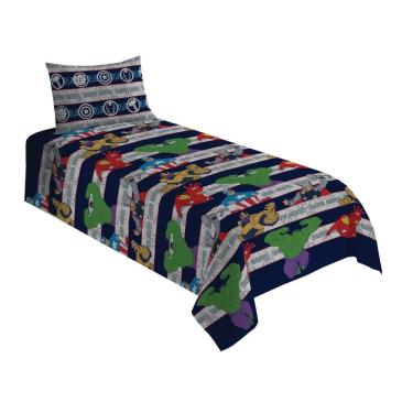 Imagem de Jogo de Cama Infantil Lepper Vingadores Solteiro 2 Peças Microfibra Azul